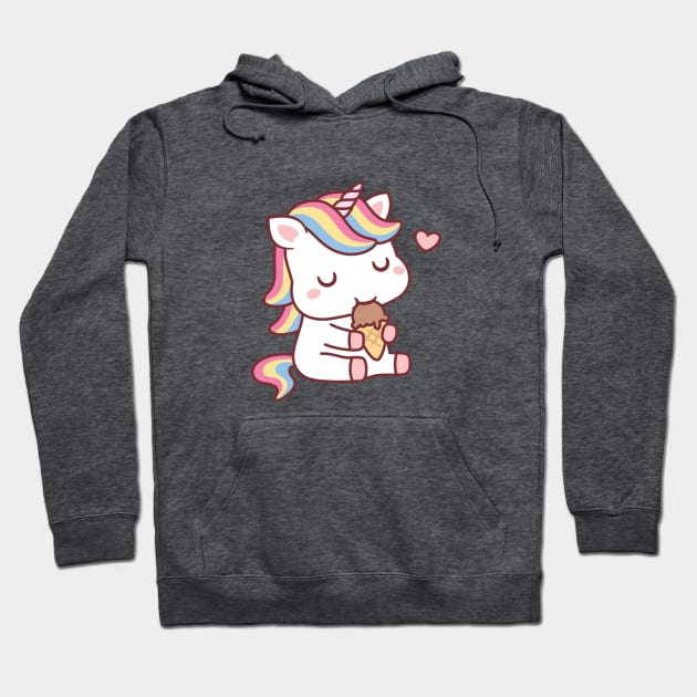 Cute Unicorn Loves Ice Cream Hoodie by rustydoodle